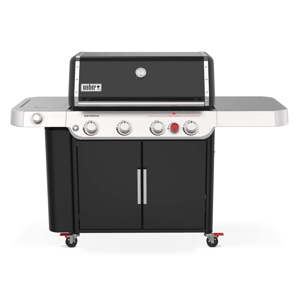 Weber Genesis E-435 Gas Grill | 4 Burners | Extra-Large Sear Zone | Side Burner | Expandable Top Grate | iGrill Compatible | For 8-10 People | LPG