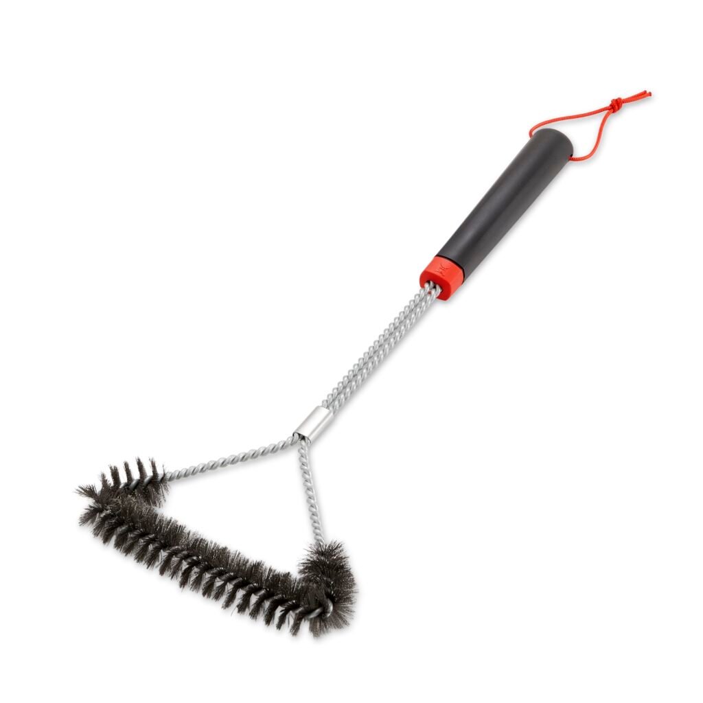 Weber Grill Brush 45cm Three-Sided | Cleans Top & Both Edges Simultaneously | Long Handle | For All Weber Cooking Grates | Post-Cook Cleaning