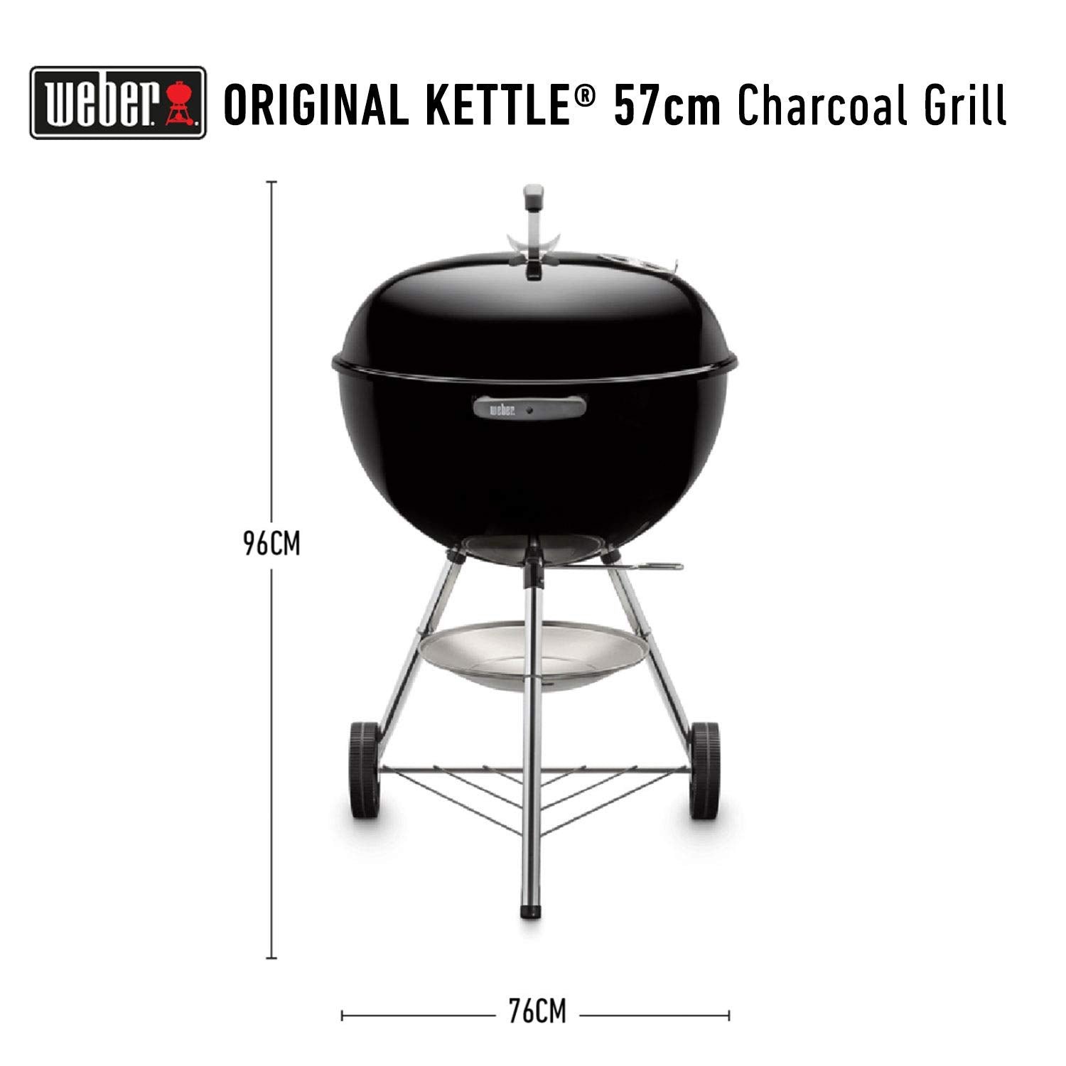 Weber Original Kettle Charcoal Grill | 57cm | 2,552 cm² | One-Touch Cleaning | Built-In Thermometer | For 6-8 People | Iconic Kettle BBQ - Image 4