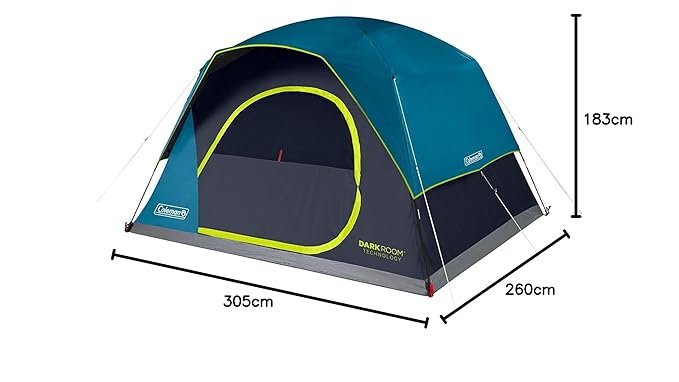 Coleman Dark Room SkyDome Tent | 6 Person | Blocks 90% Sunlight | Pre-Attached Poles | 5-Min Setup | WeatherTec | Near-Vertical Walls | Dark Green - Image 3