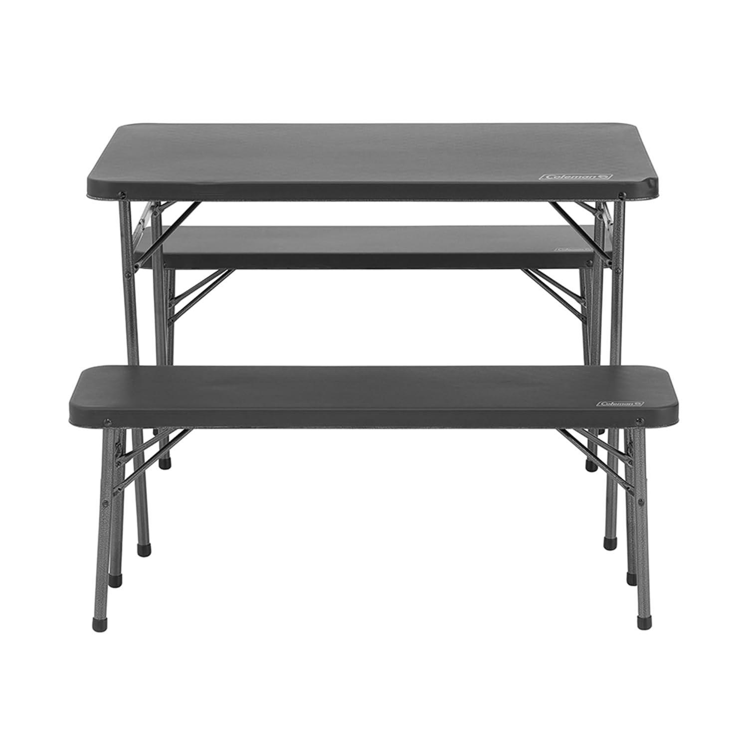 Coleman Pack-Away 4 Person Folding Table & Chair Set | All-in-One Steel Frame | Integrated Carry Unit | 5-Min Setup | For Camping & Outdoor Dining | White/Green