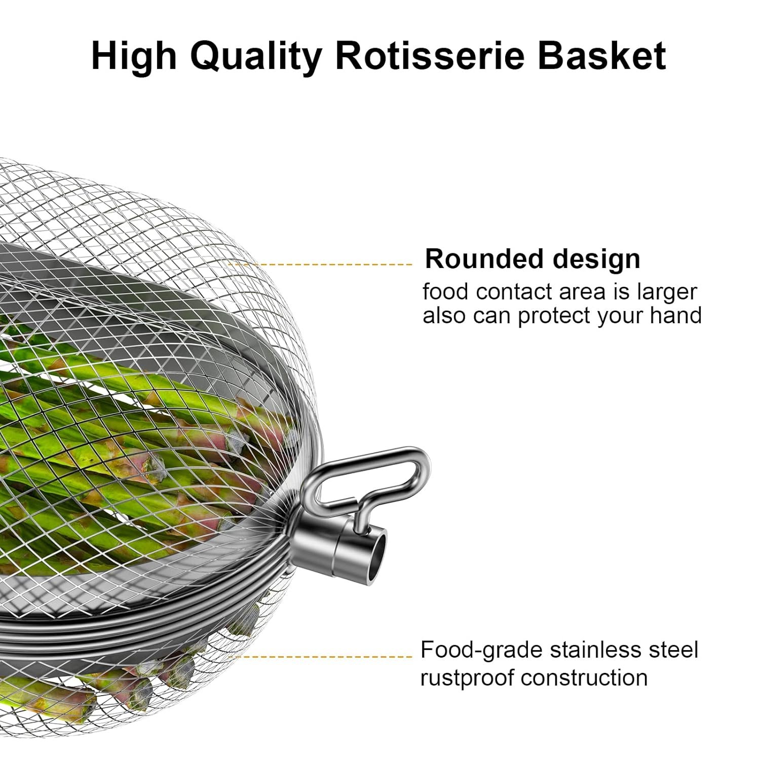 Napoleon Rotisserie Grill Basket (64000) | Stainless Steel Tumbling Basket | For Wings, Shrimp & Vegetables | Fits Napoleon & Most Spit Rods | Rotisserie Cooking - Image 5