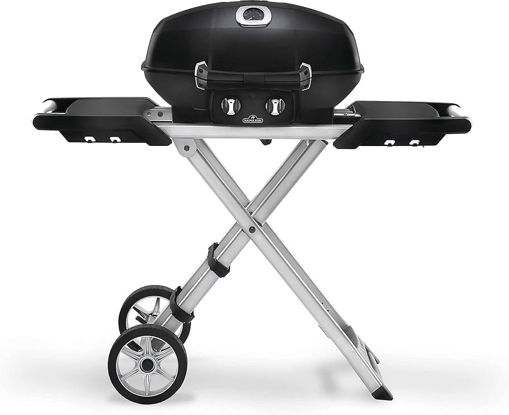 Napoleon TravelQ PRO285X-BK-RC Portable Gas Grill | 2 Burner BBQ with Folding Cart | Black