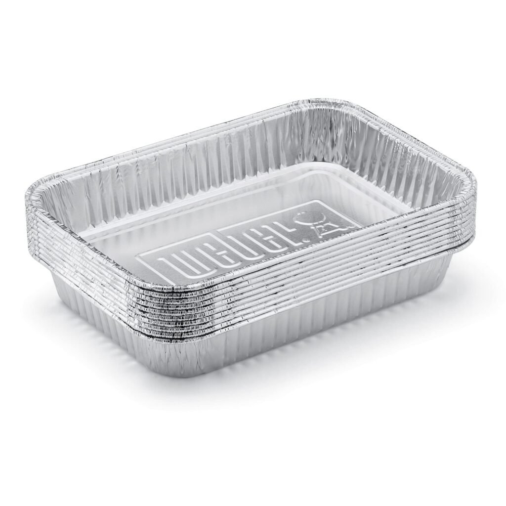 Weber Drip Pans Small | Disposable Aluminium | For Compact & Q-Series Weber Grills | Drip Tray Liner | Catch Drippings | Easy Cleanup | Pack