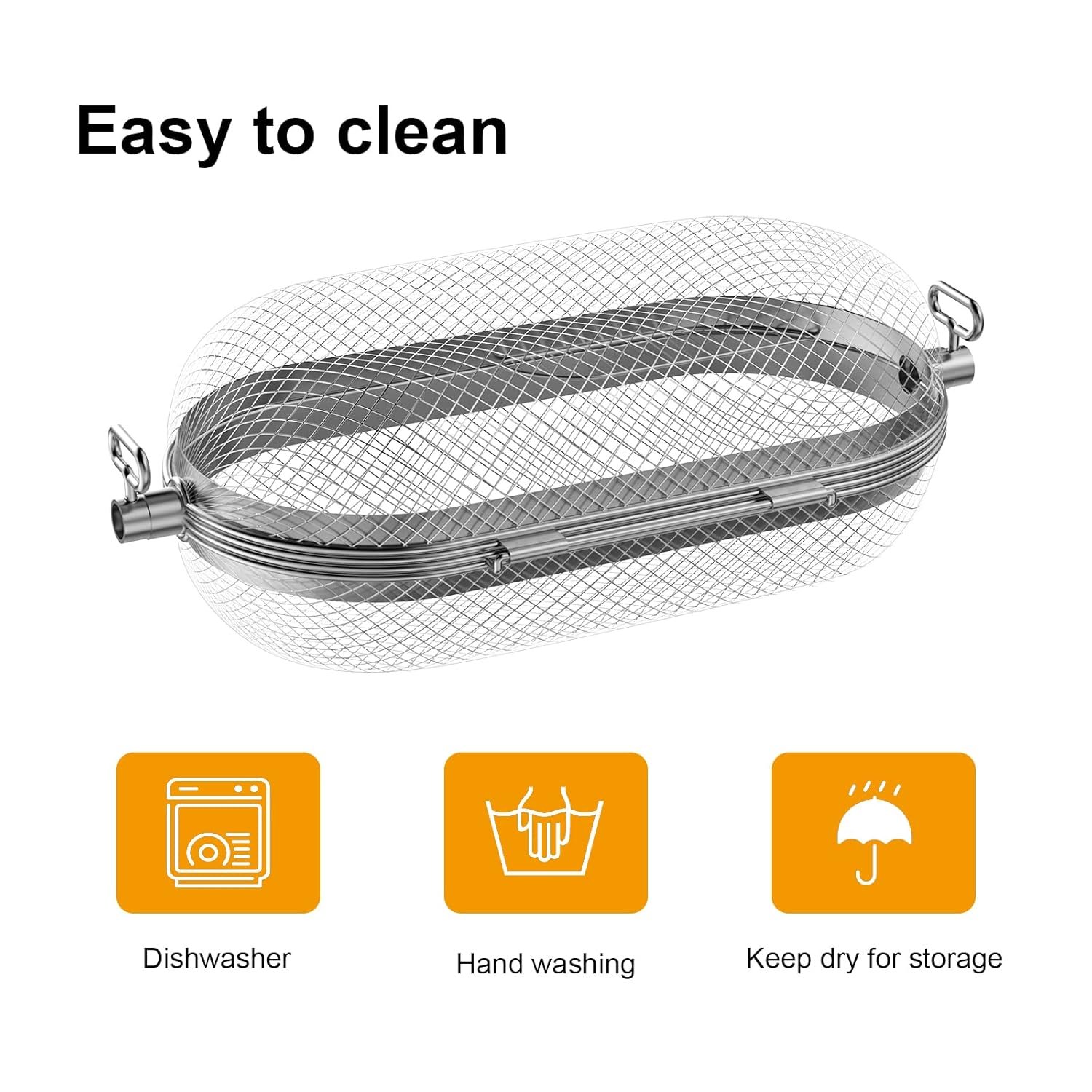 Napoleon Rotisserie Grill Basket (64000) | Stainless Steel Tumbling Basket | For Wings, Shrimp & Vegetables | Fits Napoleon & Most Spit Rods | Rotisserie Cooking - Image 3