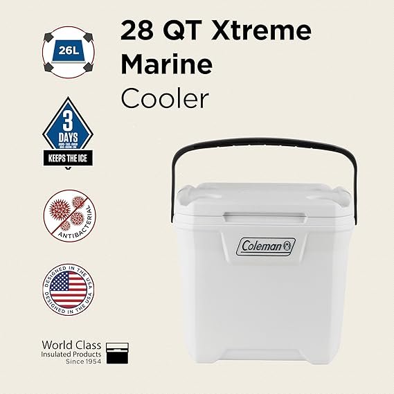 Coleman 28QT Xtreme Marine Cooler – 26.4L Ice Box, Up to 3 Days Ice, White - Image 7