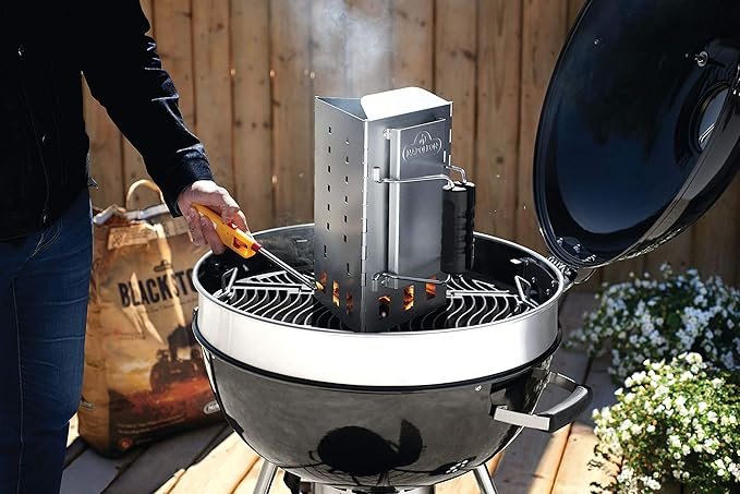 Napoleon Metal Charcoal Chimney Starter (67801) | Folding Triangle Base | 30% Faster Lighting | No Lighter Fluid | Compact Storage | Silver - Image 5