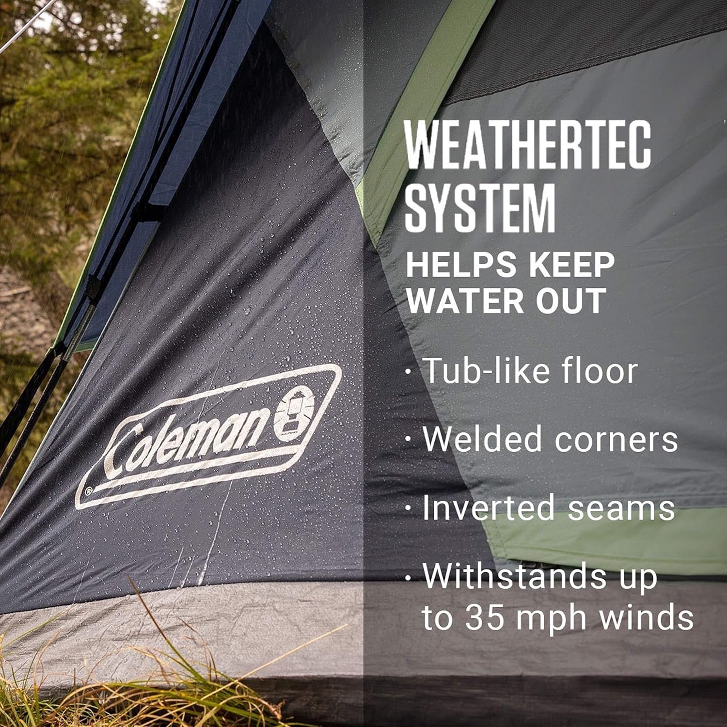 Coleman Dark Room SkyDome Tent | 6 Person | Blocks 90% Sunlight | Pre-Attached Poles | 5-Min Setup | WeatherTec | Near-Vertical Walls | Dark Green - Image 8