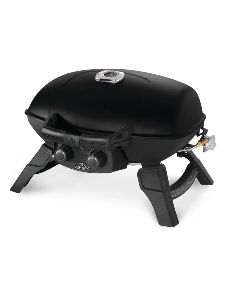 Napoleon TravelQ 285 TQ285-BK Portable Gas Grill | 2 Burner LPG BBQ | Folding Legs | Black