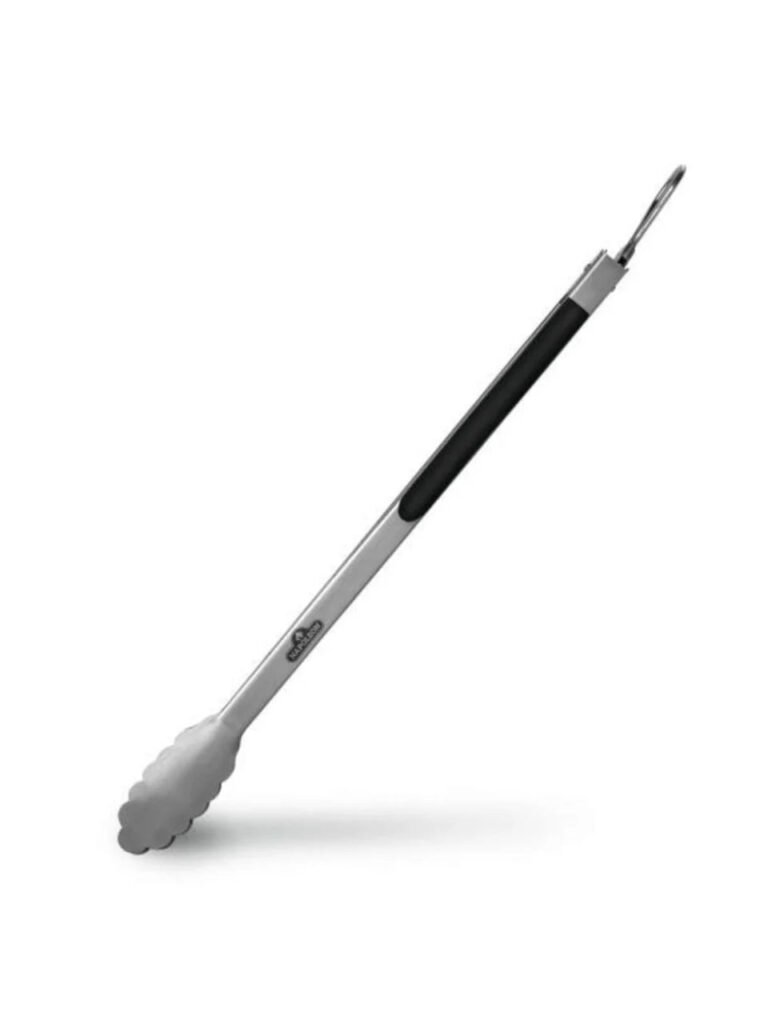 Napoleon Stainless Steel Locking Tongs (55015) | Scalloped Head | Non-Piercing Grip | Rubber Handle | Locking Storage | Dishwasher-Safe | For All Grills