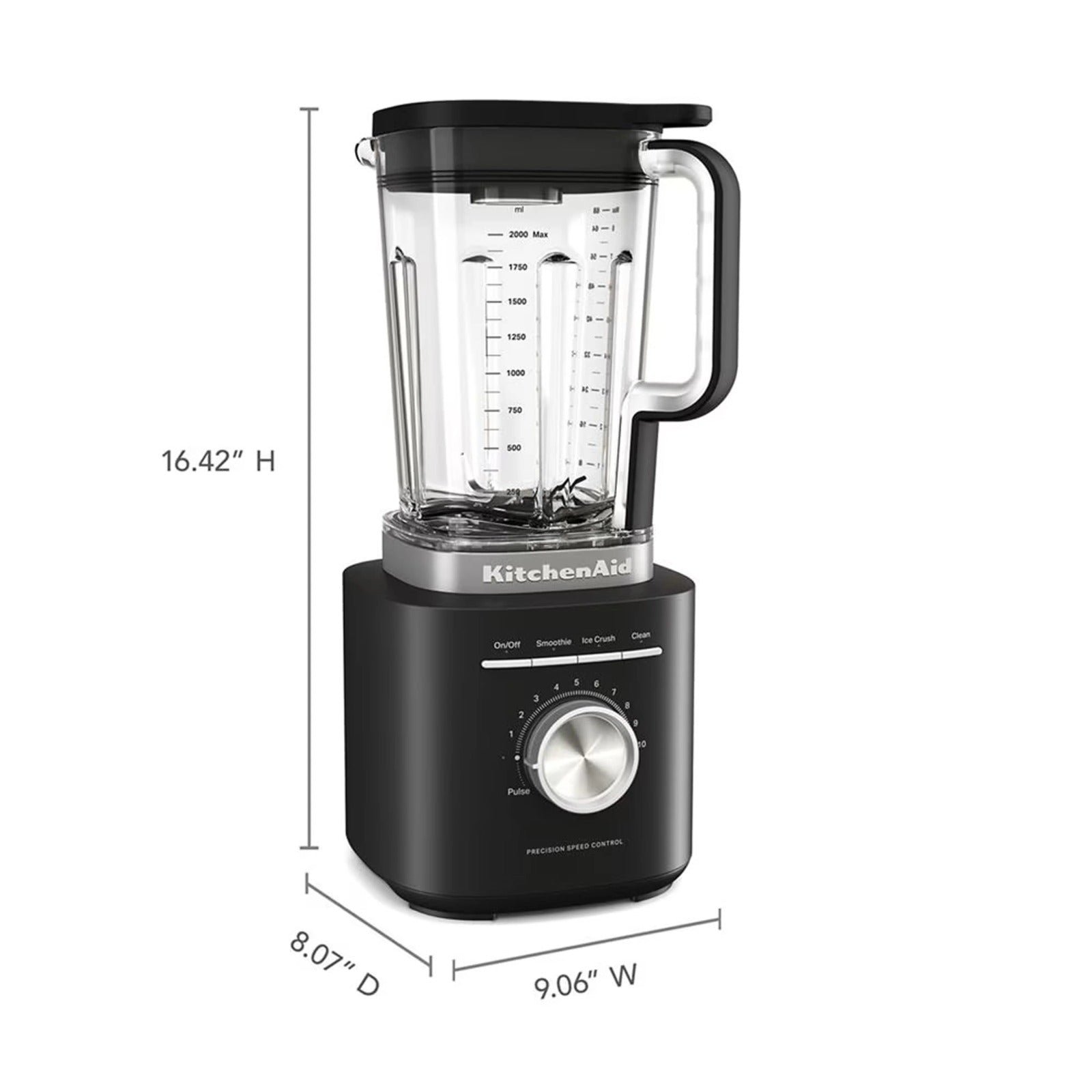 KitchenAid K200 Pure Power Blender – 2L Jar, 3 Speeds + Ice Crush, Black Matte - Image 3