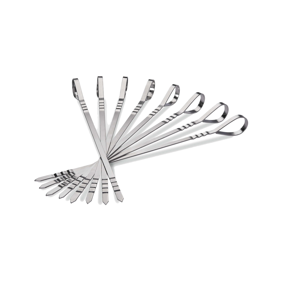 Napoleon Pro Shish-Kebab Skewers (70015) | Set of 12 | Flat Stainless Steel | Crimped Ends Hold Food in Place | For Seekh, Paneer & Tikka | All Napoleon Grills