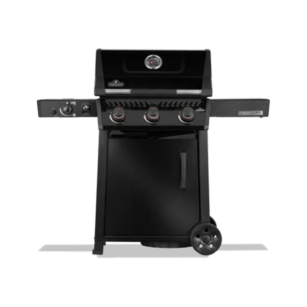 Napoleon Freestyle 365DSIBPK Gas Grill | 3 Burners + Infrared Sizzle Zone Side Burner | 33,000 BTU | 495 sq in | JETFIRE Ignition | LPG | Black