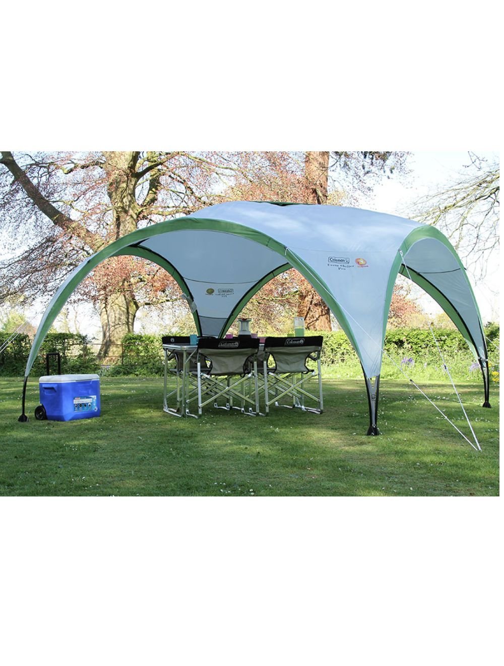 Coleman Event Shelter Pro L Gazebo | 12x12 ft / 3.65x3.65m | UVGuard SPF 50+ | Water-Resistant Canopy | Freestanding Steel Frame | White/Green - Image 4