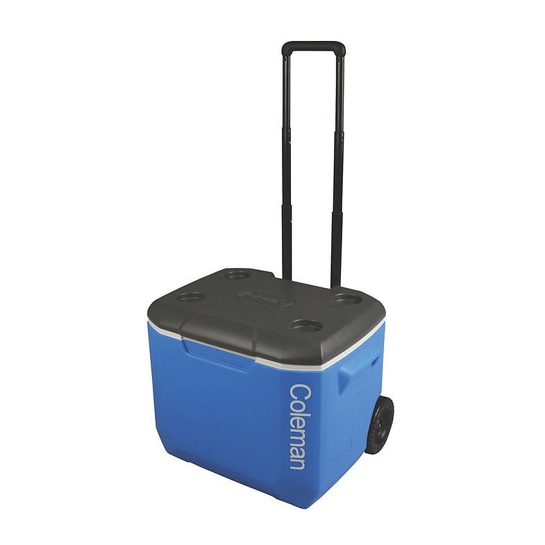 Coleman 60QT Wheeled Cooler | 56.7L Capacity | EvenTemp Lid | Wheels & Handle | Multi-Day Ice Retention | Drain Plug | For Camping & Outdoor Parties | Black Lid