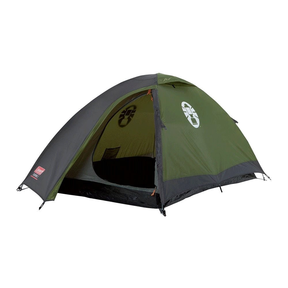 Coleman Darwin 2 Person Dome Tent | 2 Person | Full Waterproof Fly | WeatherTec System | Compact | 5-10 Min Setup | For Couples & Solo Camping | Green