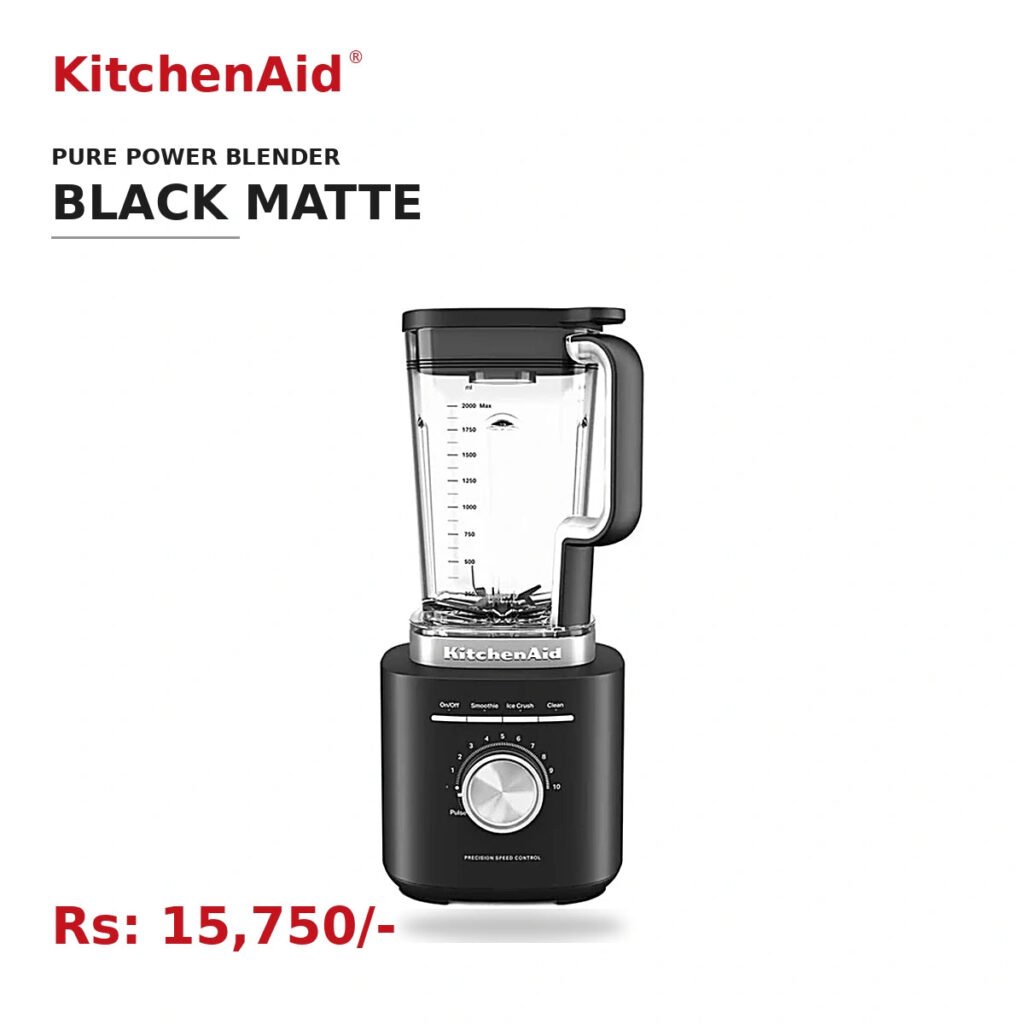 KitchenAid K200 Pure Power Blender – 2L Jar, 3 Speeds + Ice Crush, Black Matte