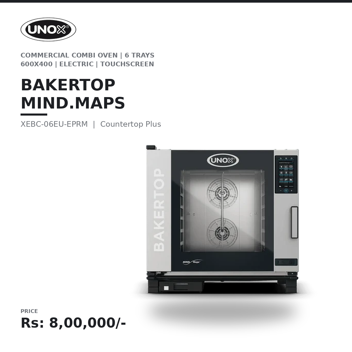 UNOX BAKERTOP MIND.Maps COUNTERTOP PLUS XEBC-06EU-EPRM Commercial Combi Oven | 6 Trays 600×400 | Electric | 9.5" Touchscreen | Steam, Convection & Combination Baking | Professional Bakery, Pastry & Café Oven - Image 2
