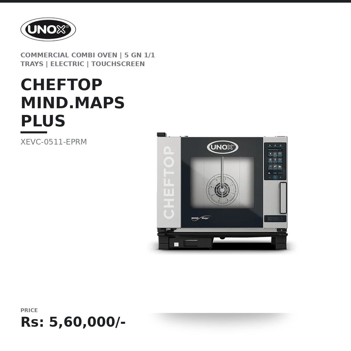 UNOX CHEFTOP MIND.Maps PLUS XEVC-0511-EPRM Commercial Combi Oven | 5 GN 1/1 Trays | Electric | Touchscreen | Steam, Convection & Combination Cooking | Professional Restaurant, Hotel & Bakery Oven - Image 2