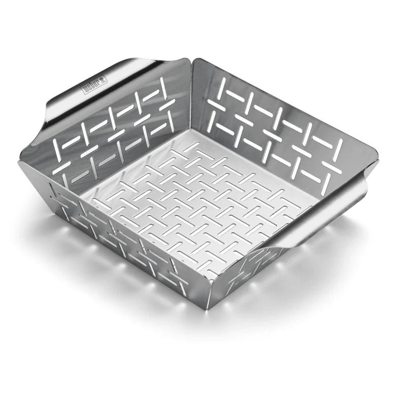 Weber Deluxe Grilling Basket Small | Non-Stick | Fits All Grills | For Vegetables & Shrimp | Perforated for Smoke | Individual Portions