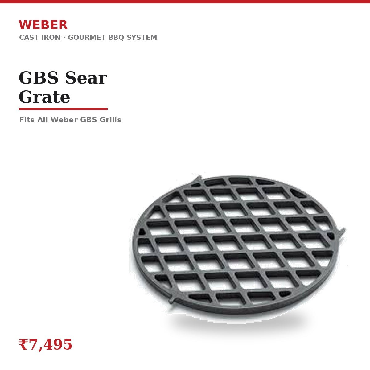 Weber GBS Sear Grate | Cast Iron | Deep Sear Marks | For GBS Grill Systems | Restaurant-Quality Crust | Fits All Weber GBS Grills - Image 2