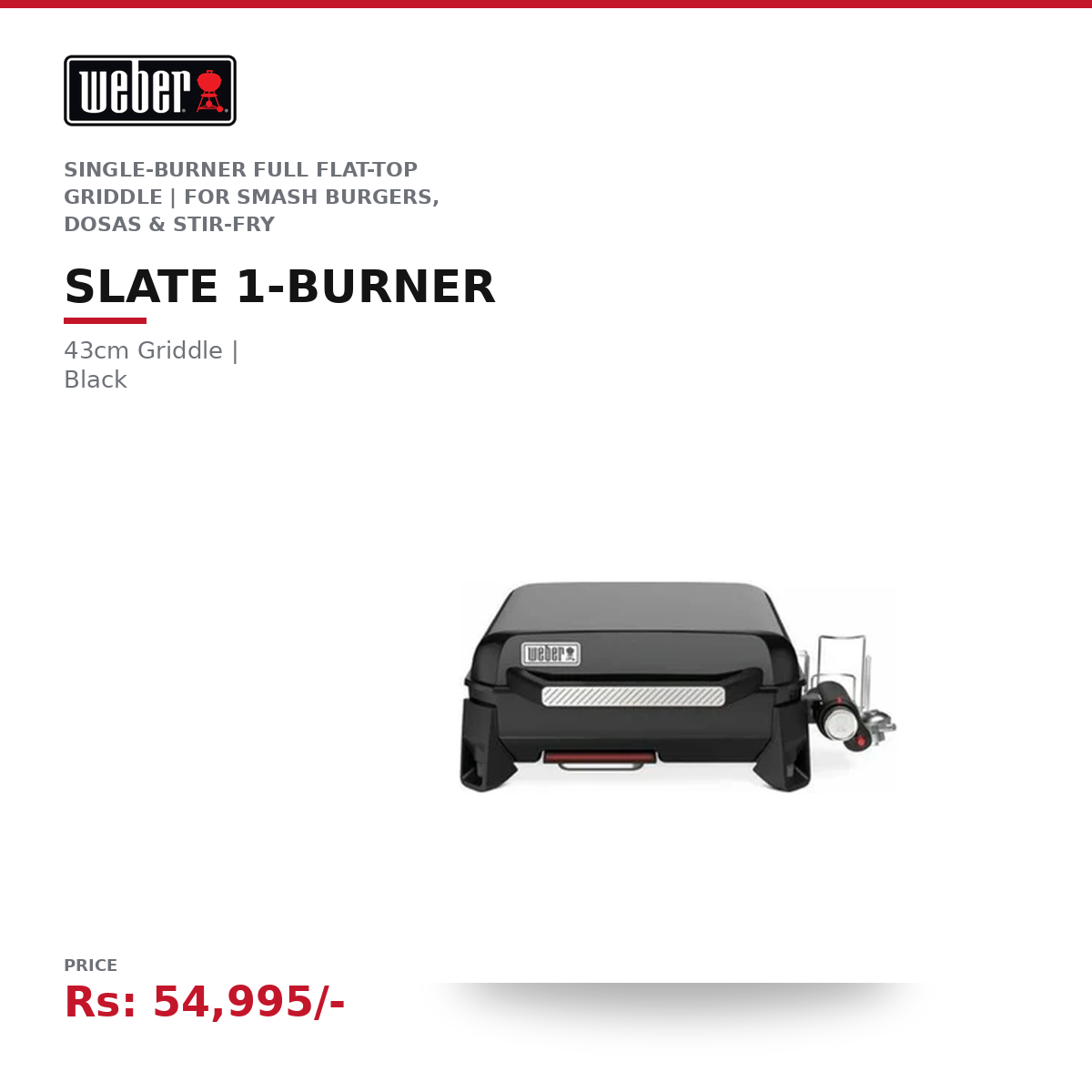 Weber Slate 1b 43cm LP Griddle Grill (Black, Asia) - Image 2